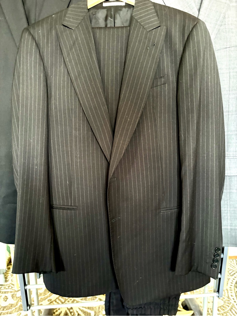 Armani Collezioni Black Pinstripe Suit Jacket